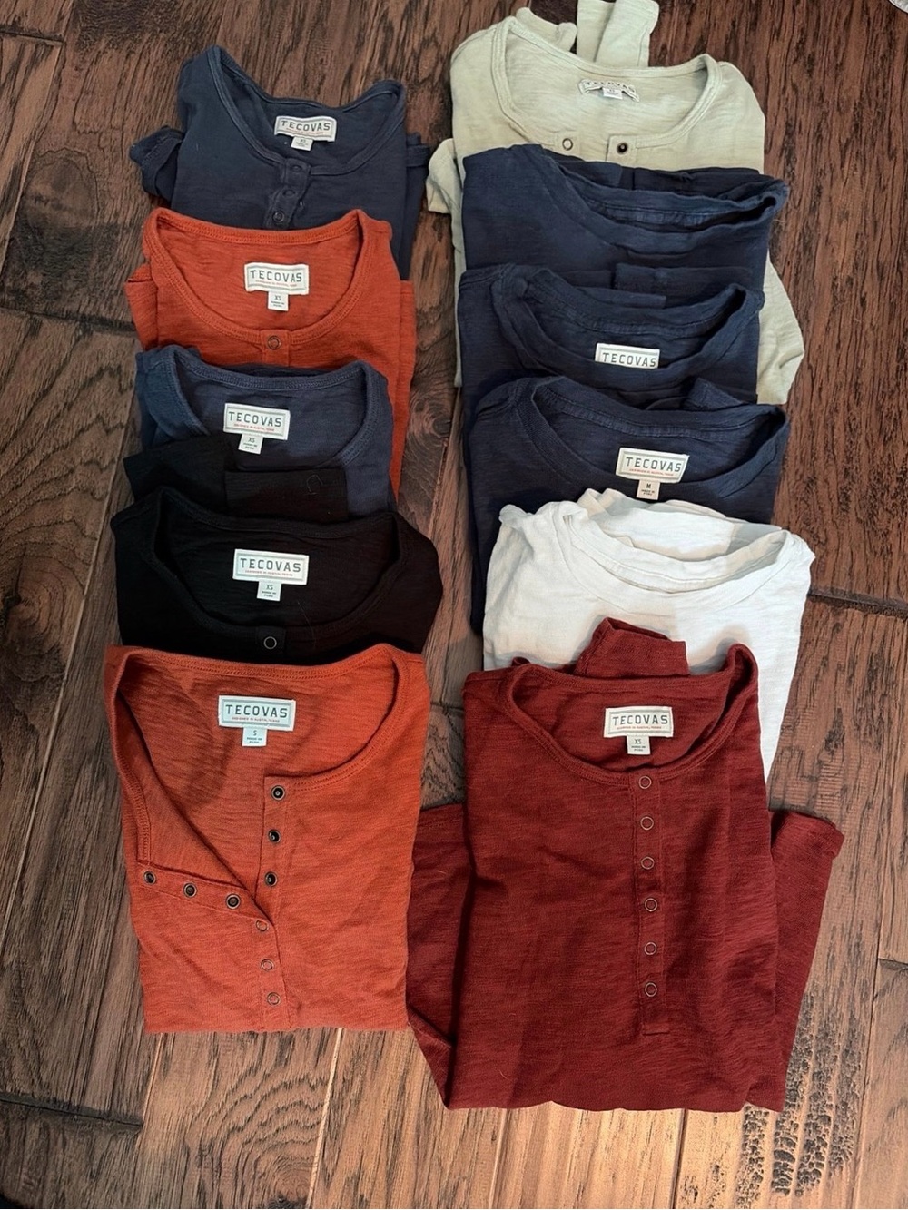 Tecovas Men's Henley Sweater - Rust, Navy, Black, White